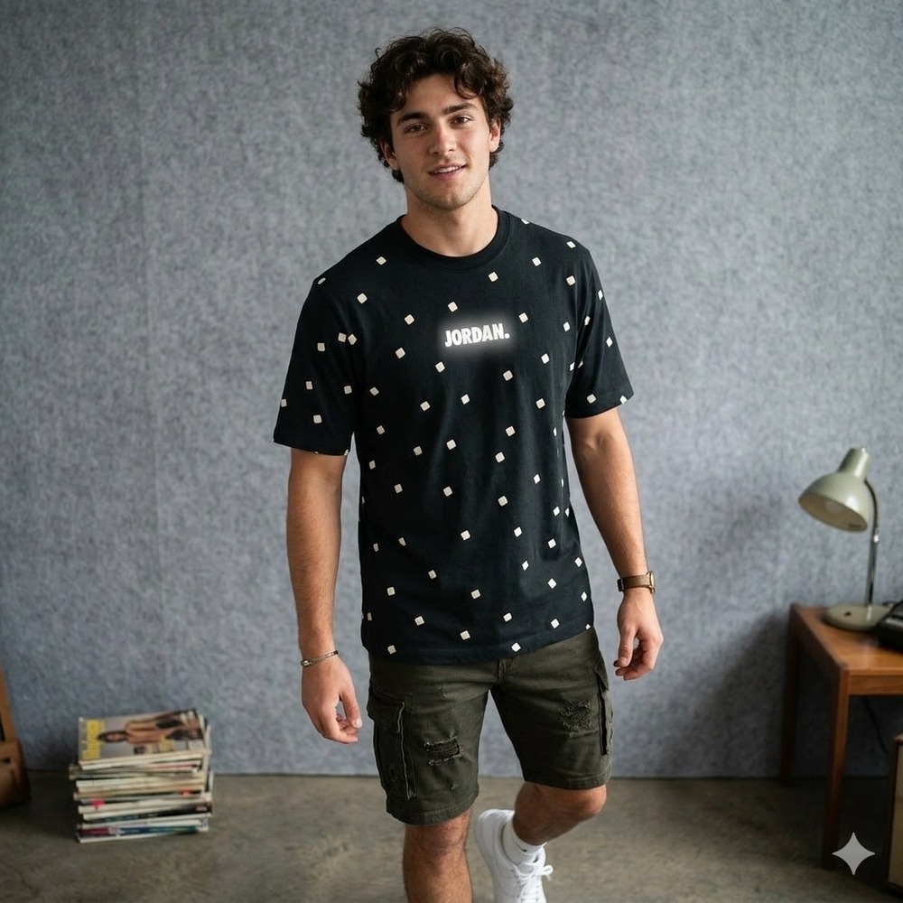 Jordan Essentials Mens Size Small‎ All Over Print AOP T-Shirt Black Jumpman